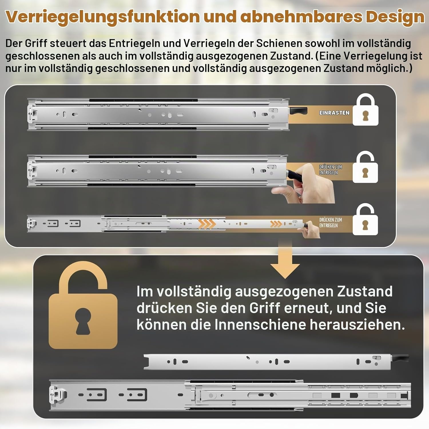 Schwerlast-Schubladenauszug 750 mm mit Verriegelung - 33% Rabatt