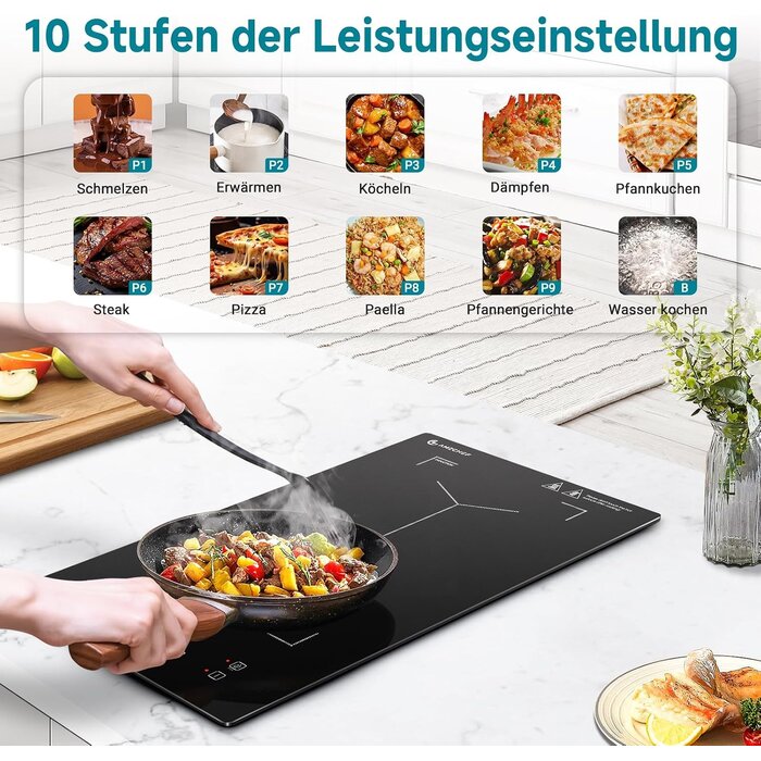 Doppel-Induktionskochfeld 3300W mit Flex-Zone, 30x52cm - 30% Rabatt