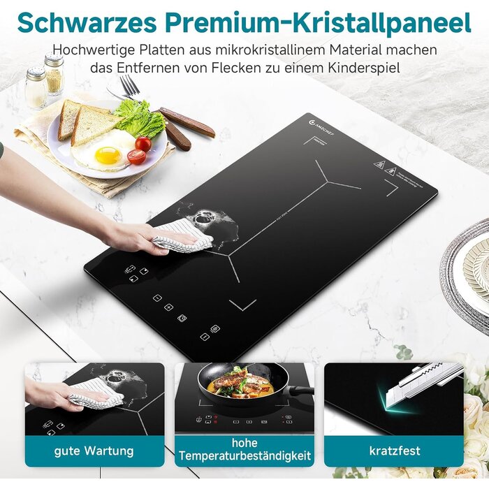 Doppel-Induktionskochfeld 3300W mit Flex-Zone, 30x52cm - 30% Rabatt