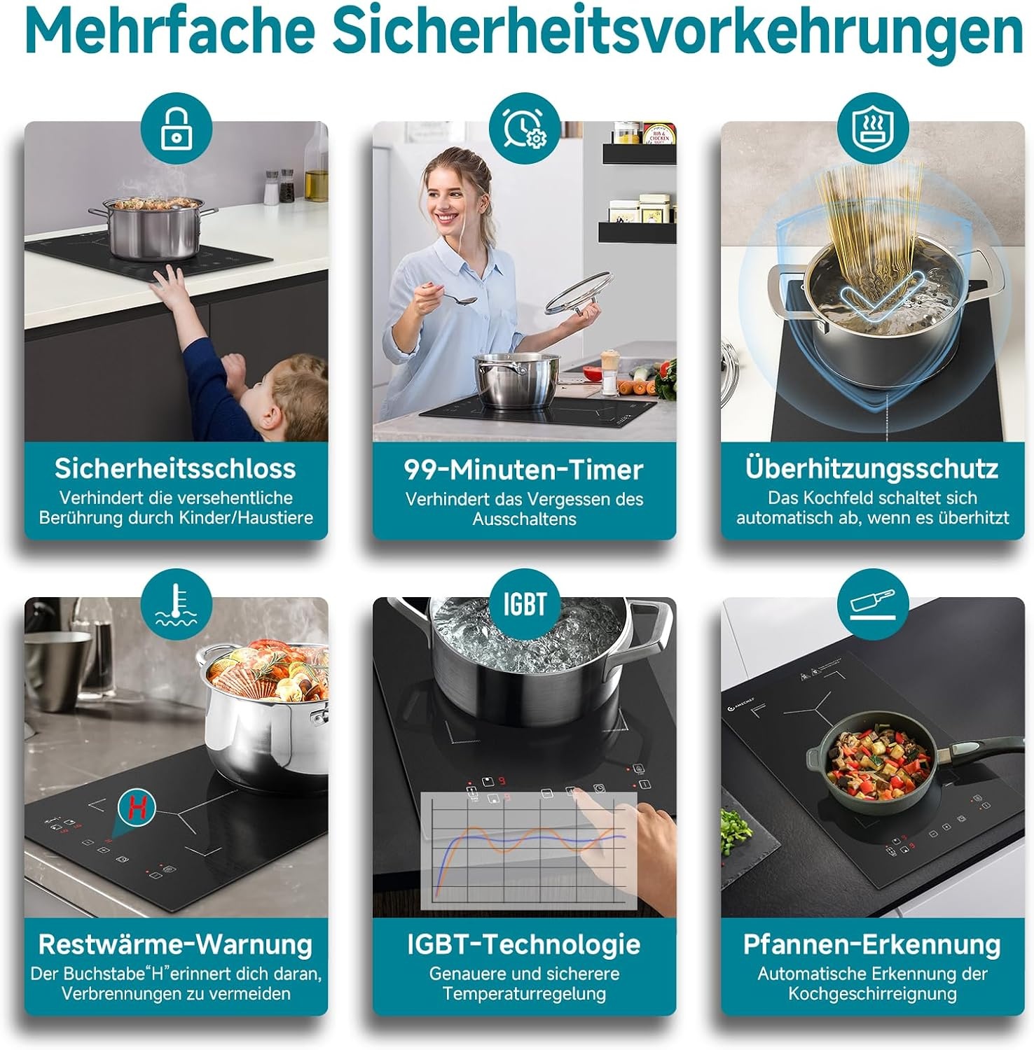 Doppel-Induktionskochfeld 3300W mit Flex-Zone, 30x52cm - 30% Rabatt