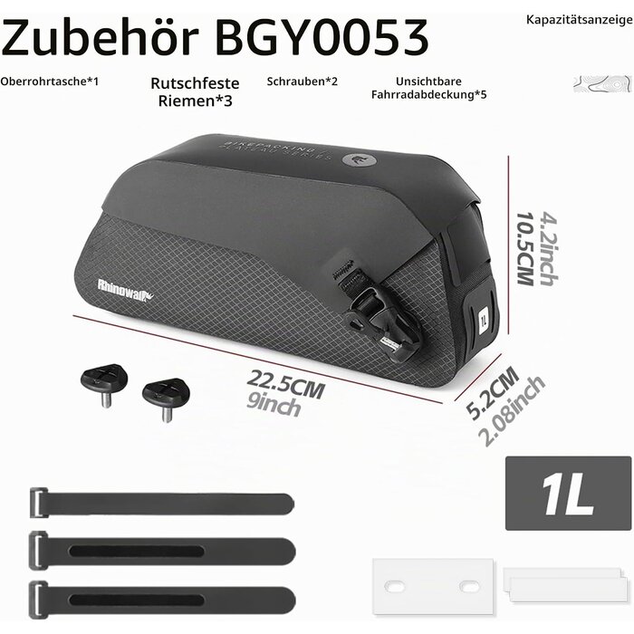Wasserdichte Fahrrad-Oberrohrtasche 1L - 32% Rabatt - Magnetverschluss