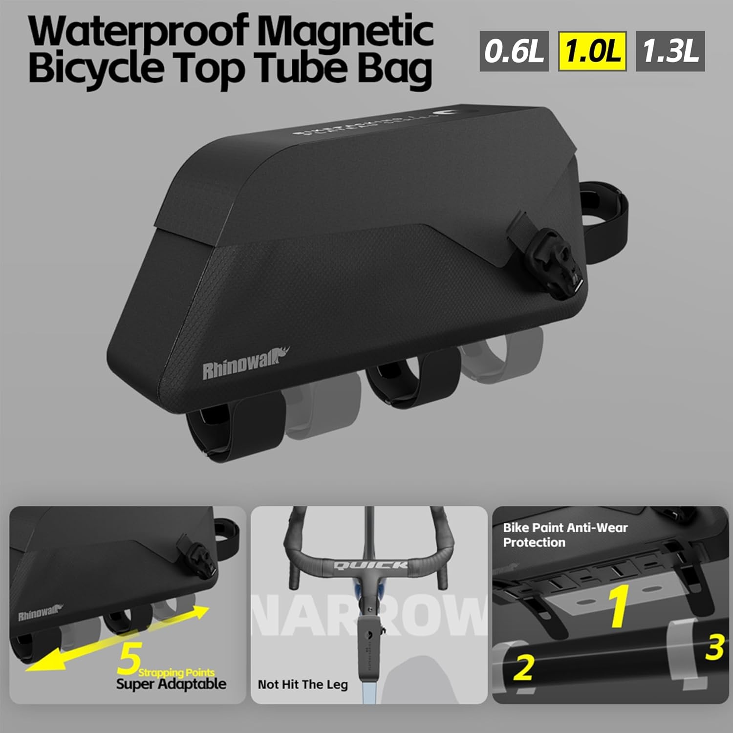 Wasserdichte Fahrrad-Oberrohrtasche 1L - 32% Rabatt - Magnetverschluss