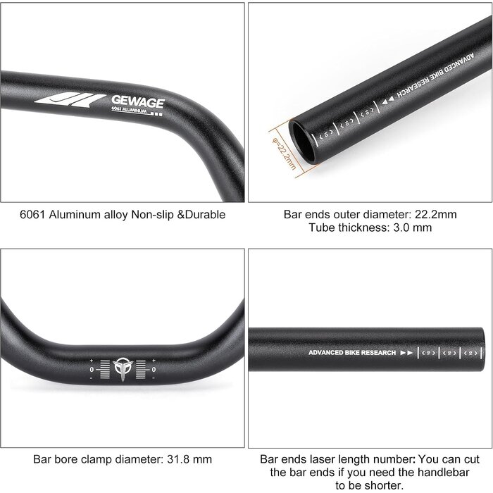 MTB Riser-Lenker 780mm, 120mm Rise, 31,8mm Klemmung - 31% Rabatt