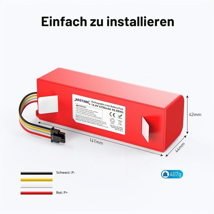 Leistungsstarker Saugroboter Akku 14,4V 6700mAh - 31% Rabatt