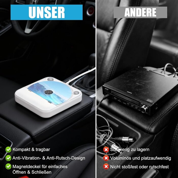 Tragbarer CD-Player Bluetooth 5.1 Radio USB - 33% Rabatt