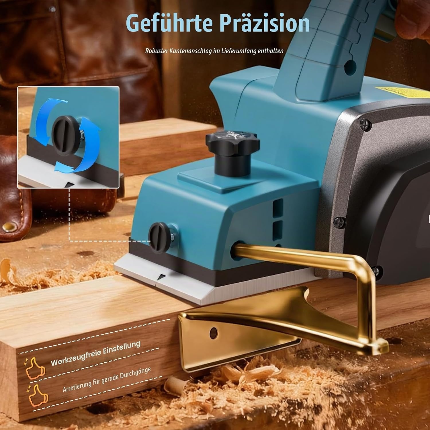 Akku-Handhobel 18V, 82mm Hobelbreite, 33% Rabatt - Profi-Qualität