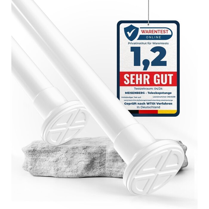 Teleskop-Spanstange 260-310 cm, Ø32mm - Weiß - 32% Rabatt