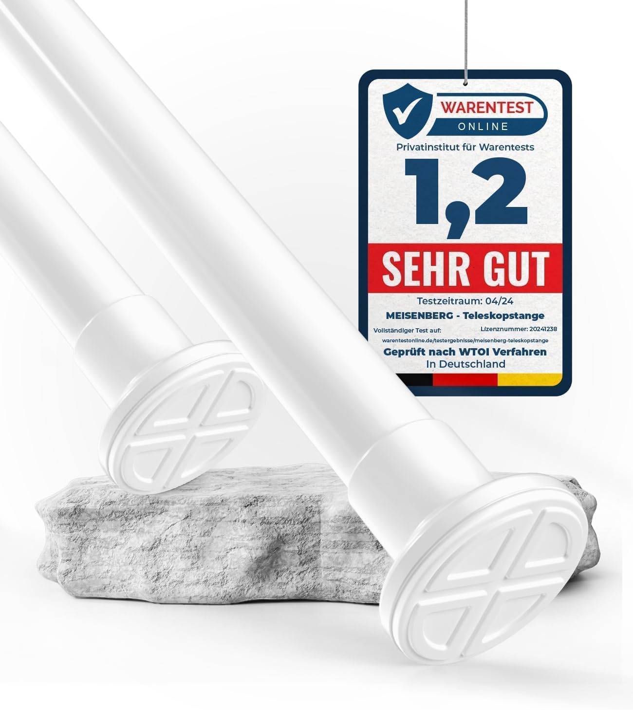 Teleskop-Spanstange 260-310 cm, Ø32mm - Weiß - 32% Rabatt