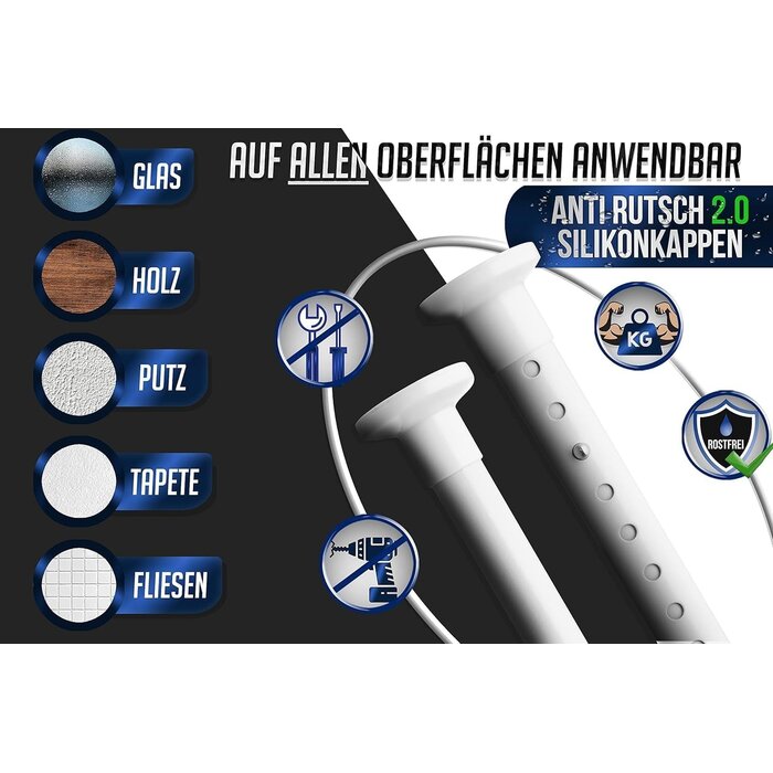 Teleskop-Spanstange 260-310 cm, Ø32mm - Weiß - 32% Rabatt