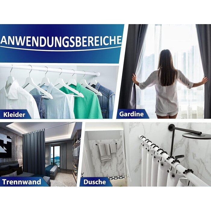 Teleskop-Spanstange 260-310 cm, Ø32mm - Weiß - 32% Rabatt