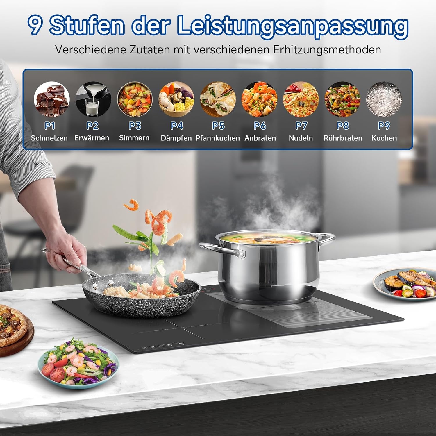 Induktionskochfeld 60 cm mit 4 Zonen - 35% Rabatt - Ausgepackt & geprüft