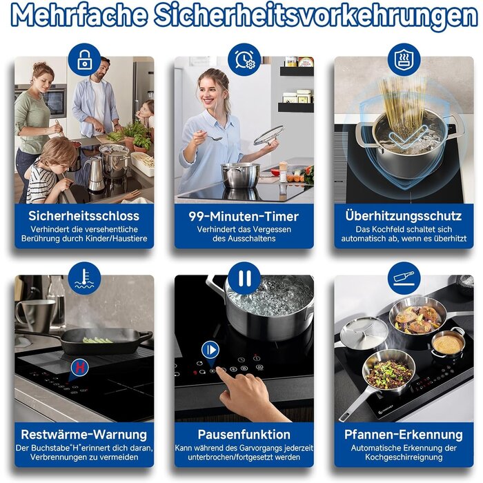 Induktionskochfeld 60 cm mit 4 Zonen - 35% Rabatt - Ausgepackt & geprüft