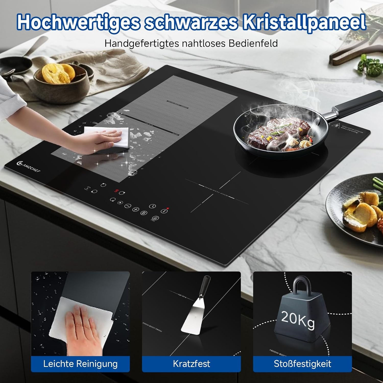 Induktionskochfeld 60 cm mit 4 Zonen - 35% Rabatt - Ausgepackt & geprüft