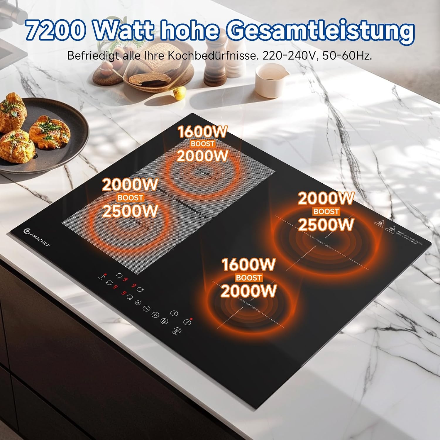 Induktionskochfeld 60 cm mit 4 Zonen - 35% Rabatt - Ausgepackt & geprüft