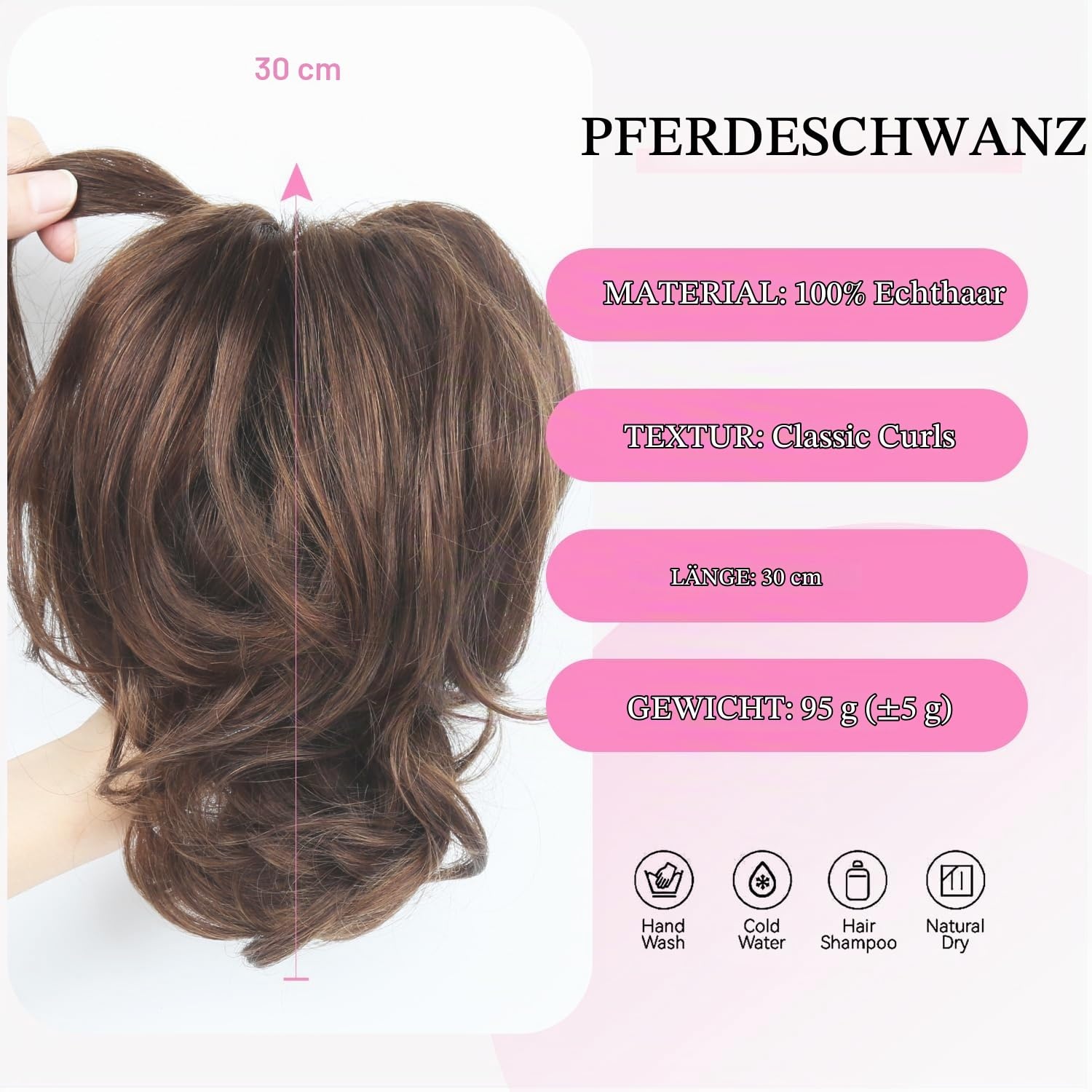 Pferdeschwanz Extension 30 cm Remy Echthaar Braun - 33% Rabatt