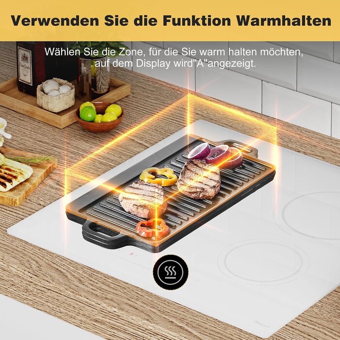 Induktionskochfeld 60 cm weiß 4 Zonen 3500W - 30% Rabatt