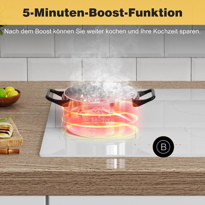 Induktionskochfeld 60 cm weiß 4 Zonen 3500W - 30% Rabatt