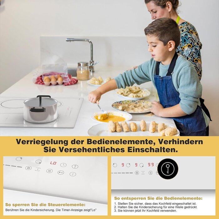 Induktionskochfeld 60 cm weiß 4 Zonen 3500W - 30% Rabatt