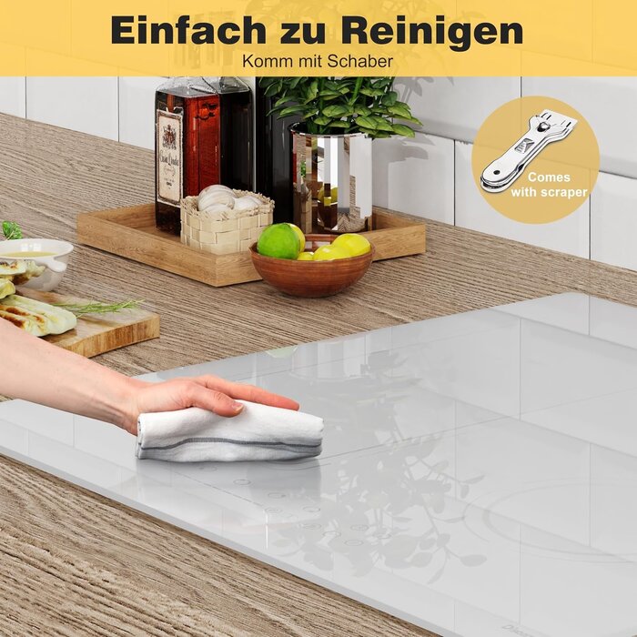 Induktionskochfeld 60 cm weiß 4 Zonen 3500W - 30% Rabatt