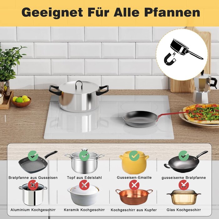 Induktionskochfeld 60 cm weiß 4 Zonen 3500W - 30% Rabatt