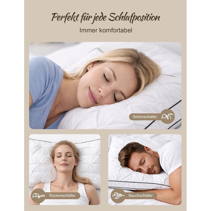 3-Kammer Daunenkissen 50x75 cm 2er-Set - 34% Rabatt - Ausgepackt
