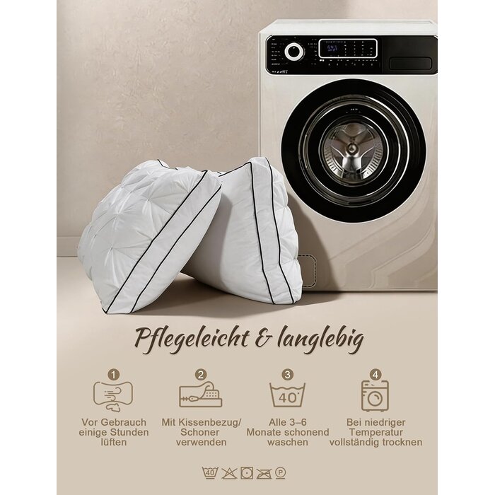 3-Kammer Daunenkissen 50x75 cm 2er-Set - 34% Rabatt - Ausgepackt