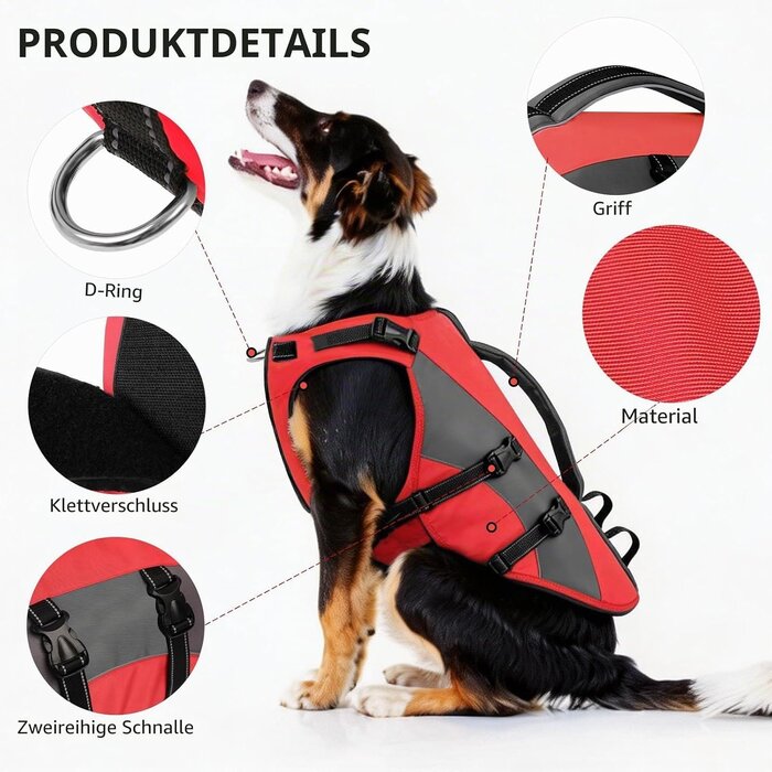 Hundeschwimmweste für kleine Hunde, Rot, Größe S - 32% Rabatt