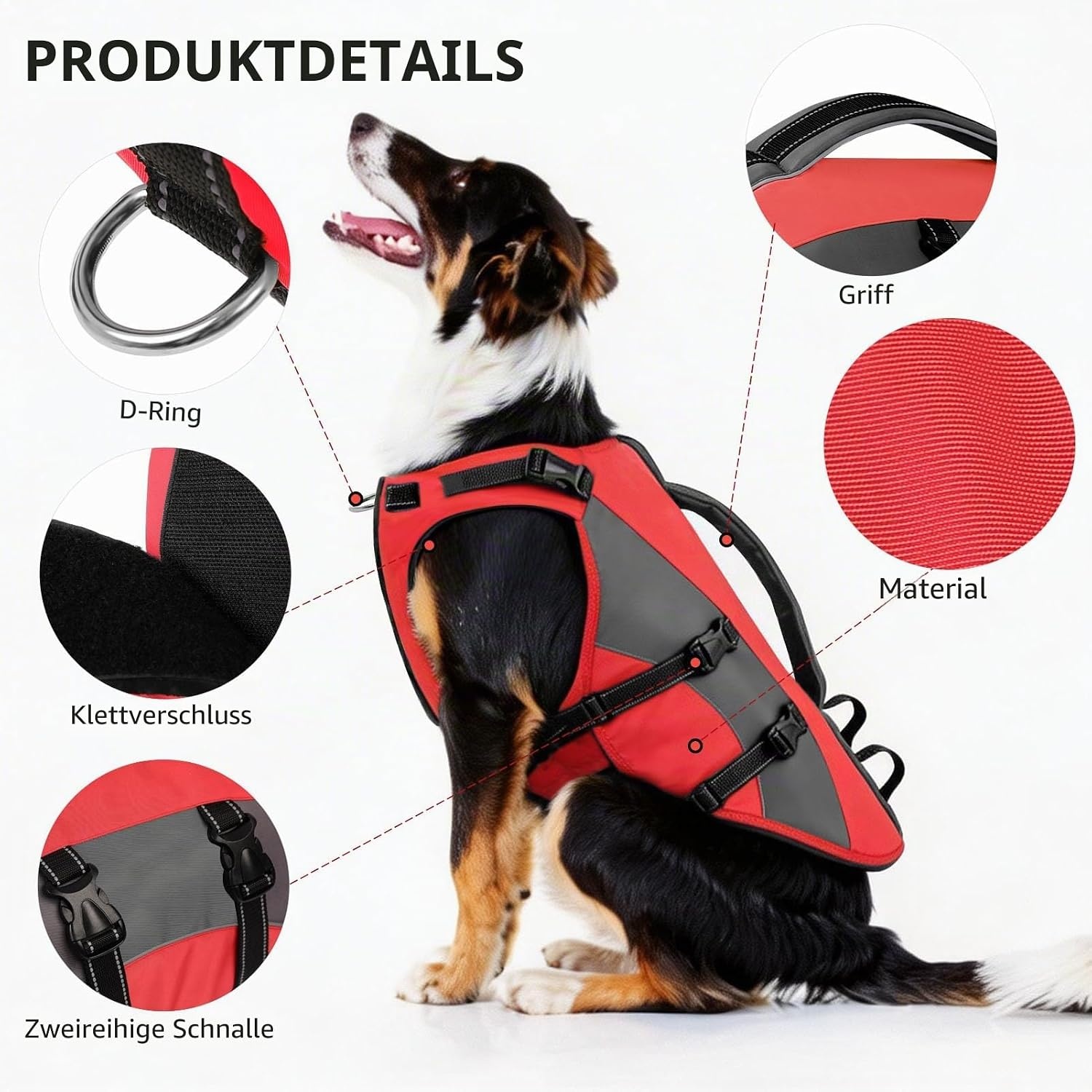 Hundeschwimmweste für kleine Hunde, Rot, Größe S - 32% Rabatt