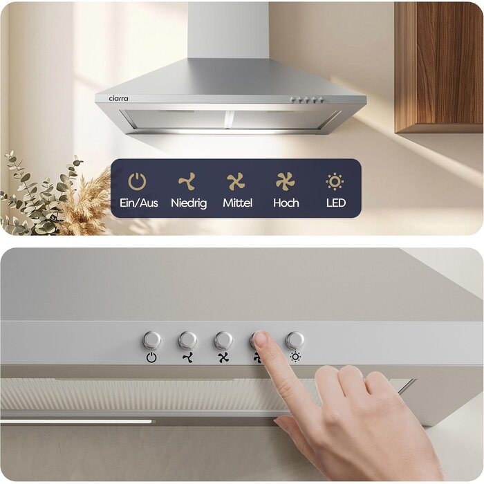 Wand-Dunstabzugshaube 60 cm Edelstahl A++ - 35% Rabatt