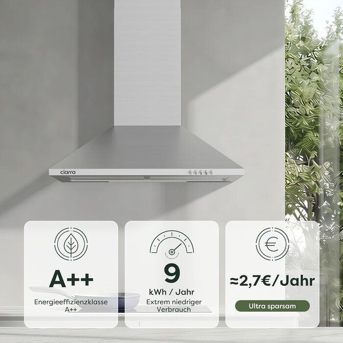 Wand-Dunstabzugshaube 60 cm Edelstahl A++ - 35% Rabatt