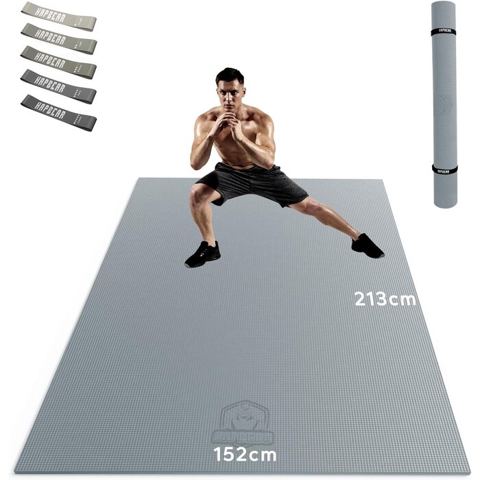 XXL Yogamatte 213x152cm - 8mm Fitnessmatte Grau - 33% Rabatt