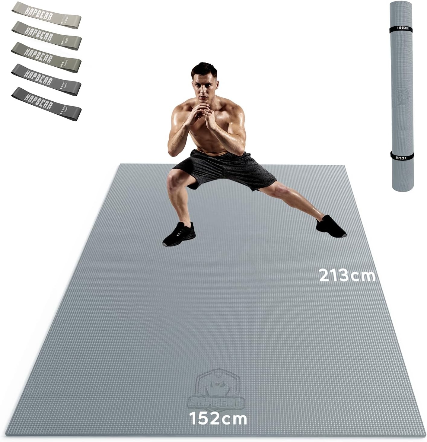 XXL Yogamatte 213x152cm - 8mm Fitnessmatte Grau - 33% Rabatt
