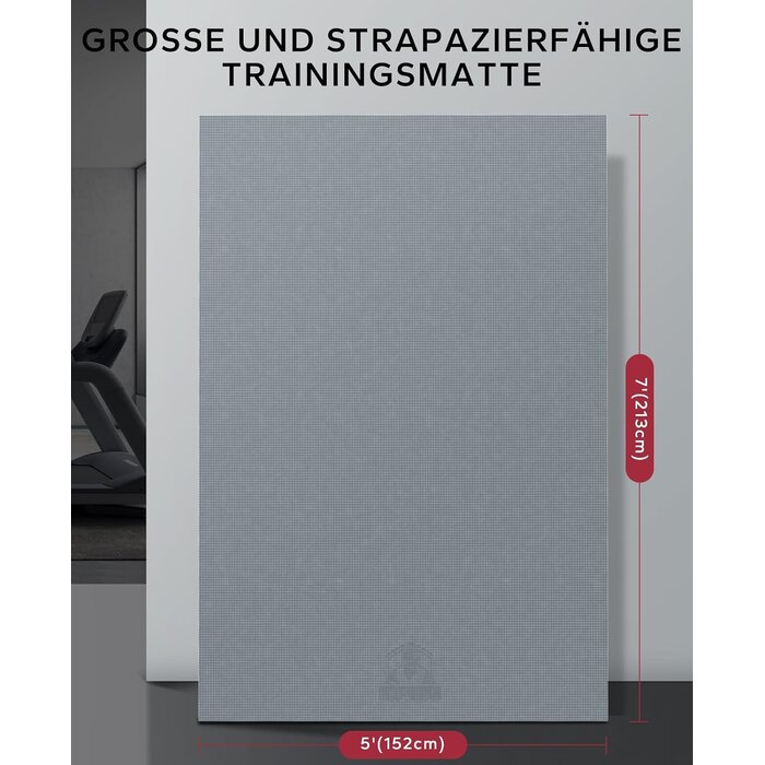 XXL Yogamatte 213x152cm - 8mm Fitnessmatte Grau - 33% Rabatt