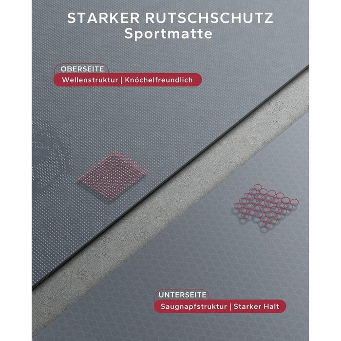 XXL Yogamatte 213x152cm - 8mm Fitnessmatte Grau - 33% Rabatt