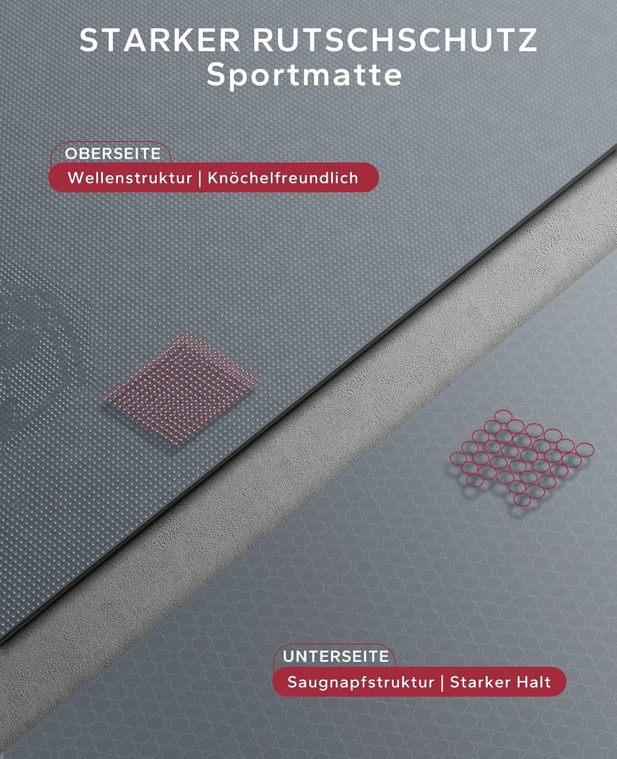 XXL Yogamatte 213x152cm - 8mm Fitnessmatte Grau - 33% Rabatt