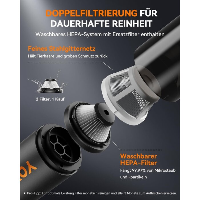 4-in-1 Akku-Handstaubsauger, 22000 Pa, Schwarz - 33% Rabatt