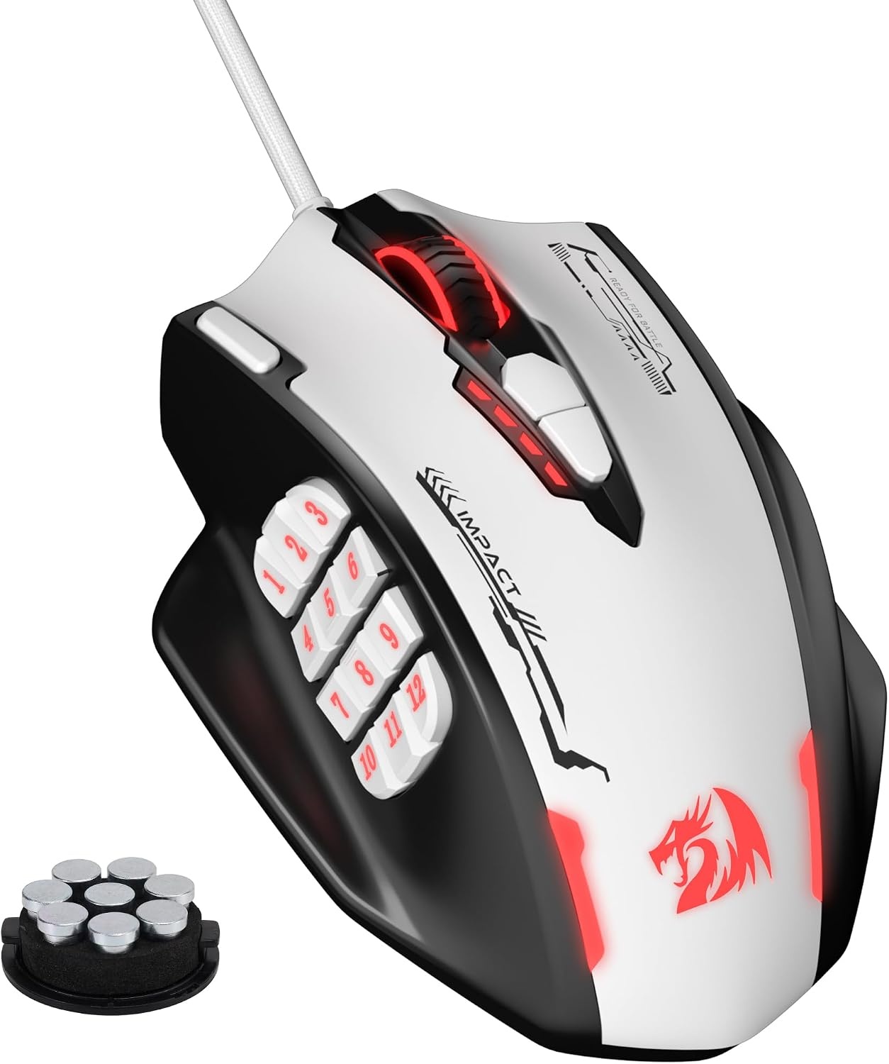 Gaming-Maus MMO, 24.000 DPI, 18 Tasten, Weiß - 31% Rabatt