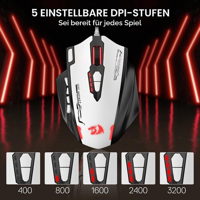 Gaming-Maus MMO, 24.000 DPI, 18 Tasten, Weiß - 31% Rabatt