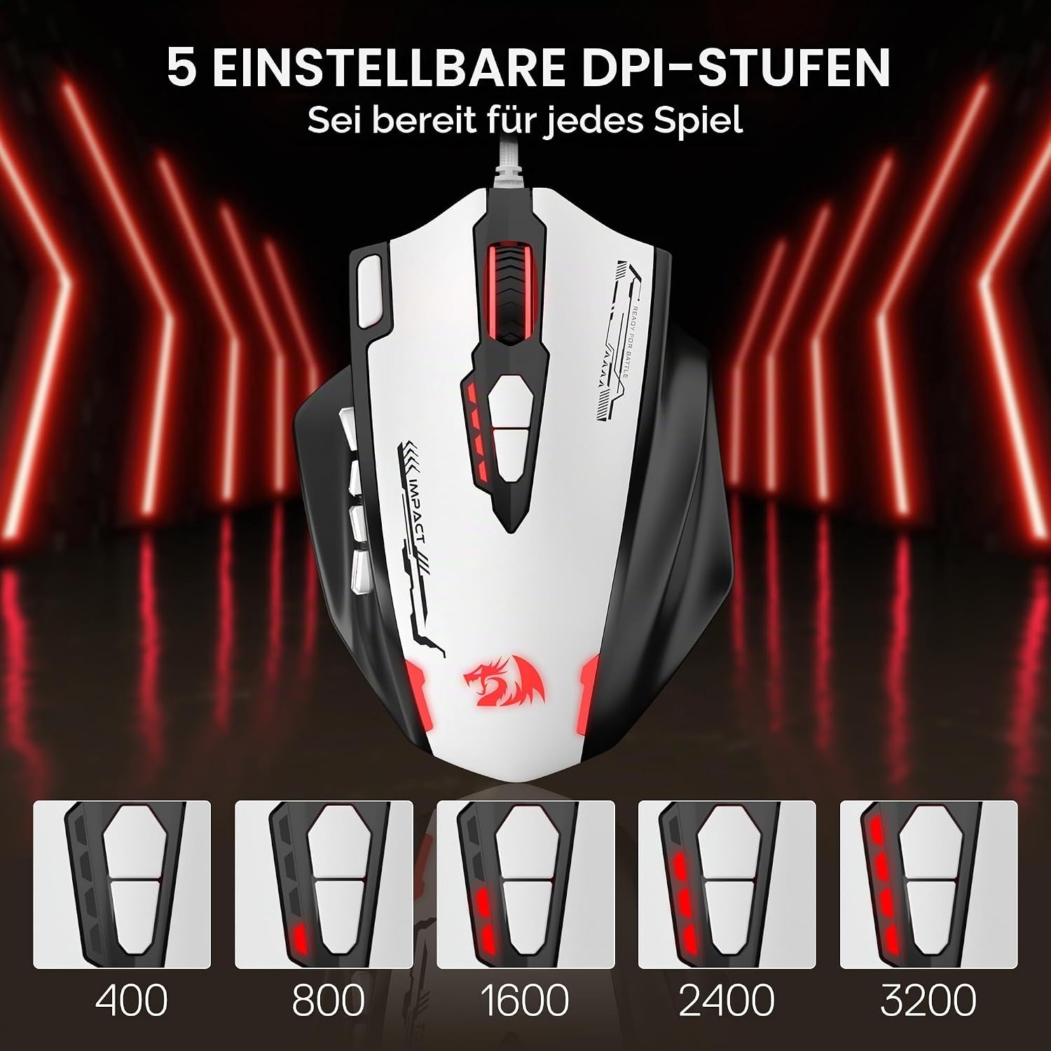 Gaming-Maus MMO, 24.000 DPI, 18 Tasten, Weiß - 31% Rabatt