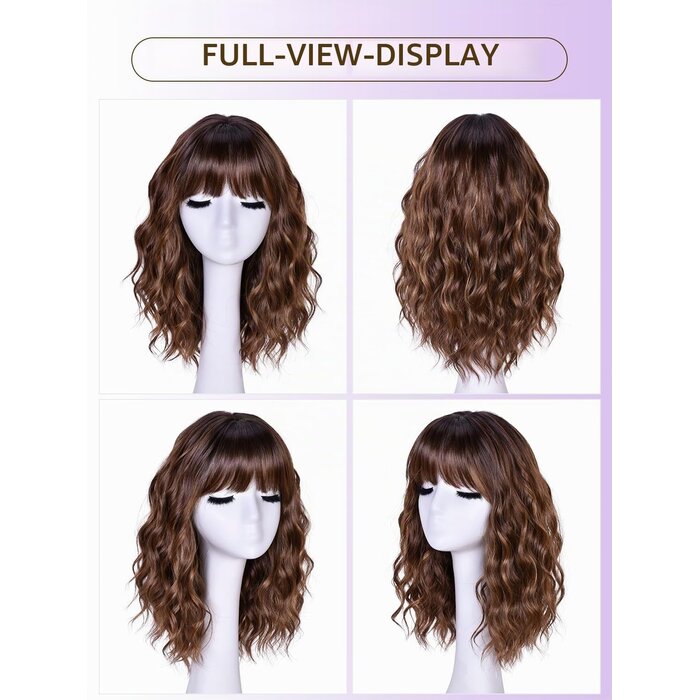 Wavy Bob Perücke 18 Zoll Braun-Karamell | 30% Rabatt