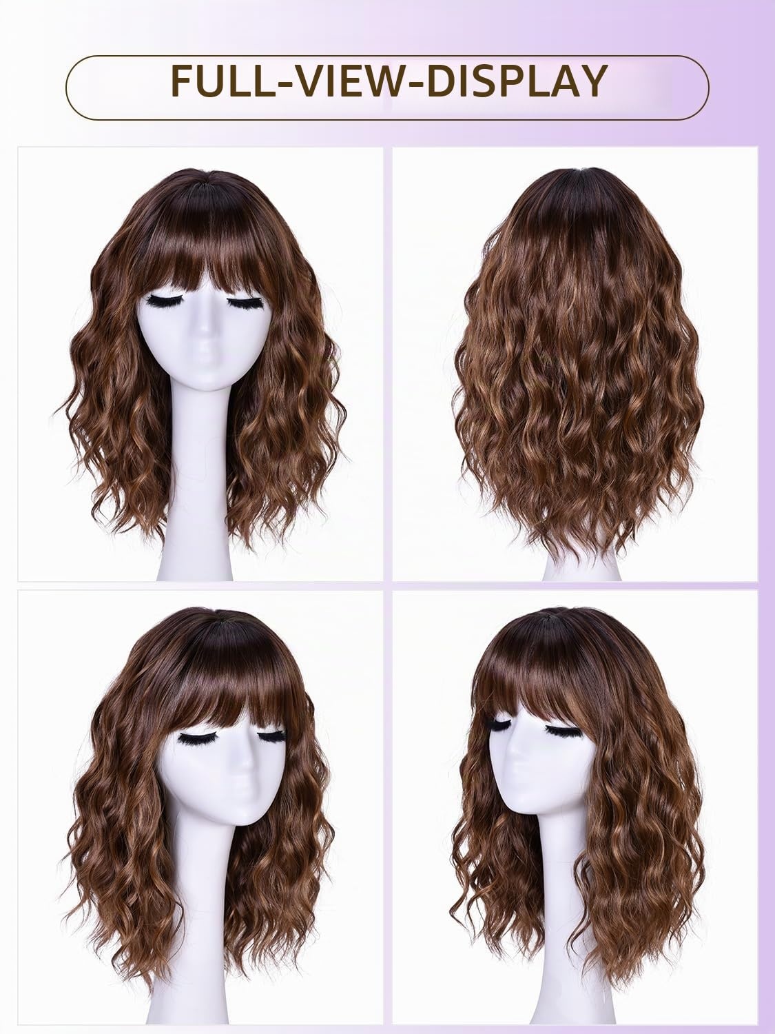 Wavy Bob Perücke 18 Zoll Braun-Karamell | 30% Rabatt