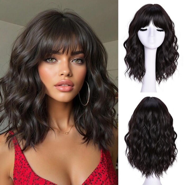 Wavy Bob Perücke 18 Zoll Braun-Karamell | 30% Rabatt