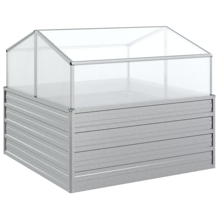 Hochbeet mit Gewächshausaufsatz 100x100x85 cm silber - 34% Rabatt