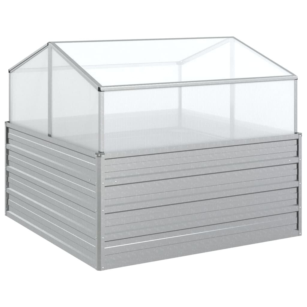 Hochbeet mit Gewächshausaufsatz 100x100x85 cm silber - 34% Rabatt