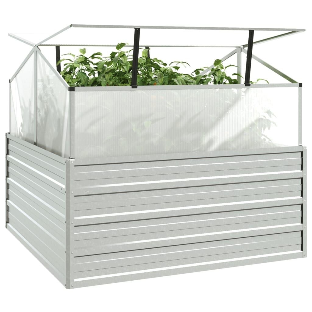 Hochbeet mit Gewächshausaufsatz 100x100x85 cm silber - 34% Rabatt