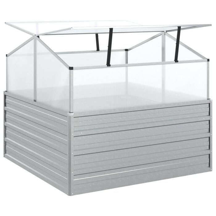 Hochbeet mit Gewächshausaufsatz 100x100x85 cm silber - 34% Rabatt