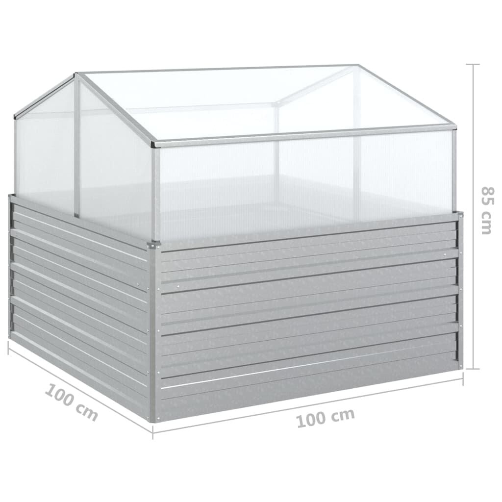 Hochbeet mit Gewächshausaufsatz 100x100x85 cm silber - 34% Rabatt