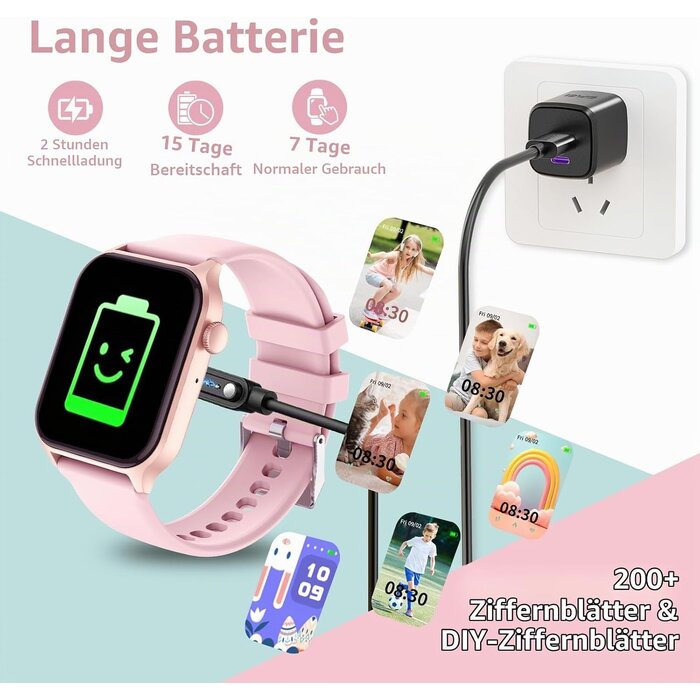 Smartwatch für Kinder Rosa, Bluetooth, Fitness-Tracker - 30% Rabatt