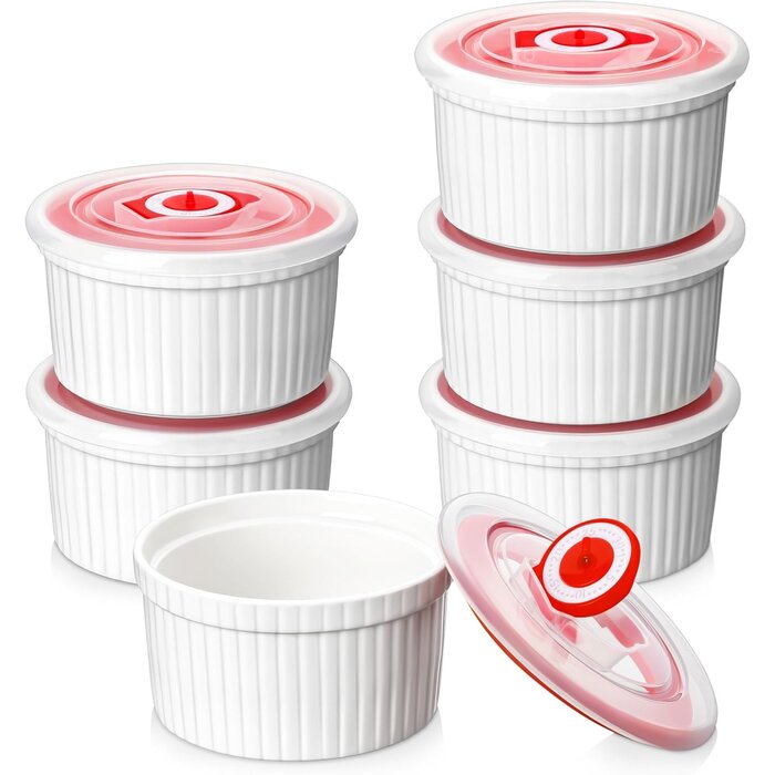 6x Ramekins Creme-Brûlée-Förmchen 240 ml mit Deckel - 29% Rabatt