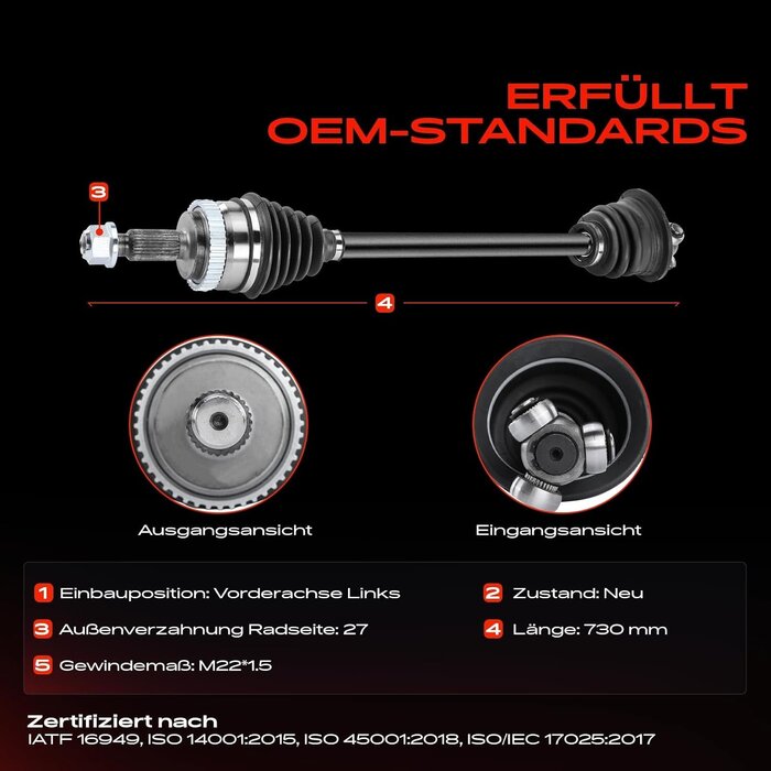 Antriebswelle Vorderachse Renault Espace III 730mm - 34% Rabatt